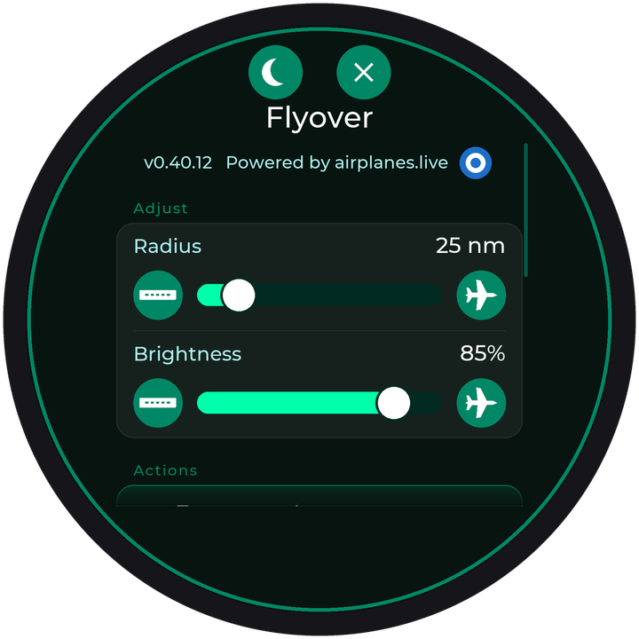 The settings as they open: the Radius and Brightness sliders.
