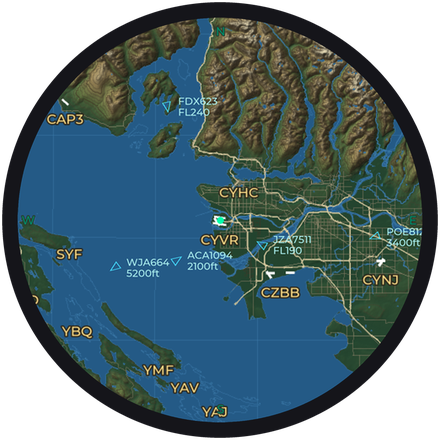 The Relief map style: hills, valleys and water in natural colours.