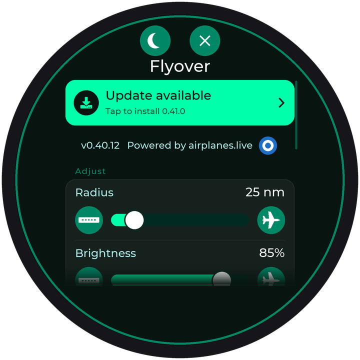 The settings with an Update available bar at the top that says Tap to install.